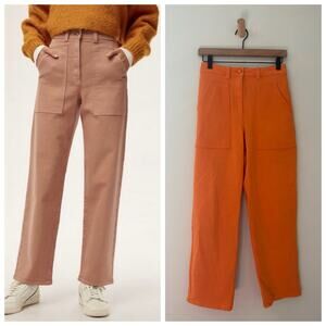 Wilfred Free Modern Utility Pants Size 4 Orange Straight Leg Casual Cargo